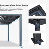 Louvered Pergola 94AS 11' x 15' Aluminum Metal Outdoor Pergola wtih Adjustable Louvered Roof and Integrated Drainage