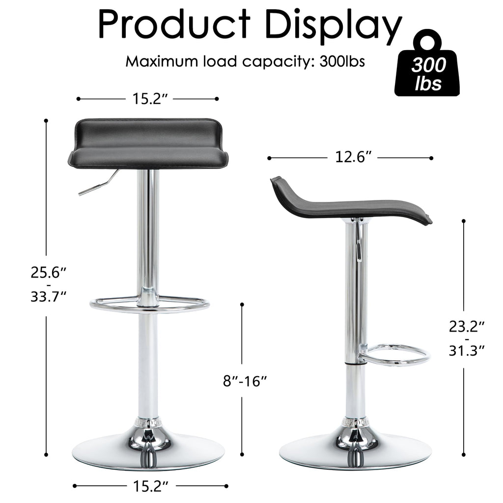 Contemporary Chrome Air Lift Adjustable Swivel Barstool, Set of 4(Black)