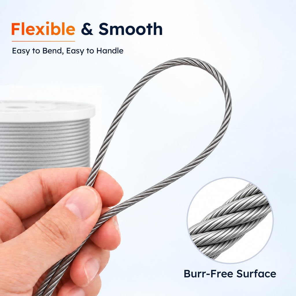 1/8" Stainless Steel Cable for Railing, 7x7 Wire Rope