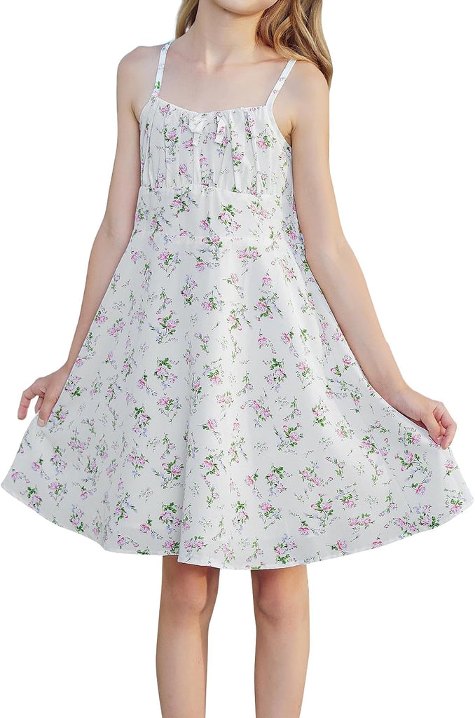 Girl's Floral Cute Summer Dress Ruched Flowy A Line Cami Dress