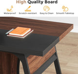 63-inch Executive Desk with Storage Shelf, Large Home Office Desk with Metal Frame & LED Light, Long Computer Desks