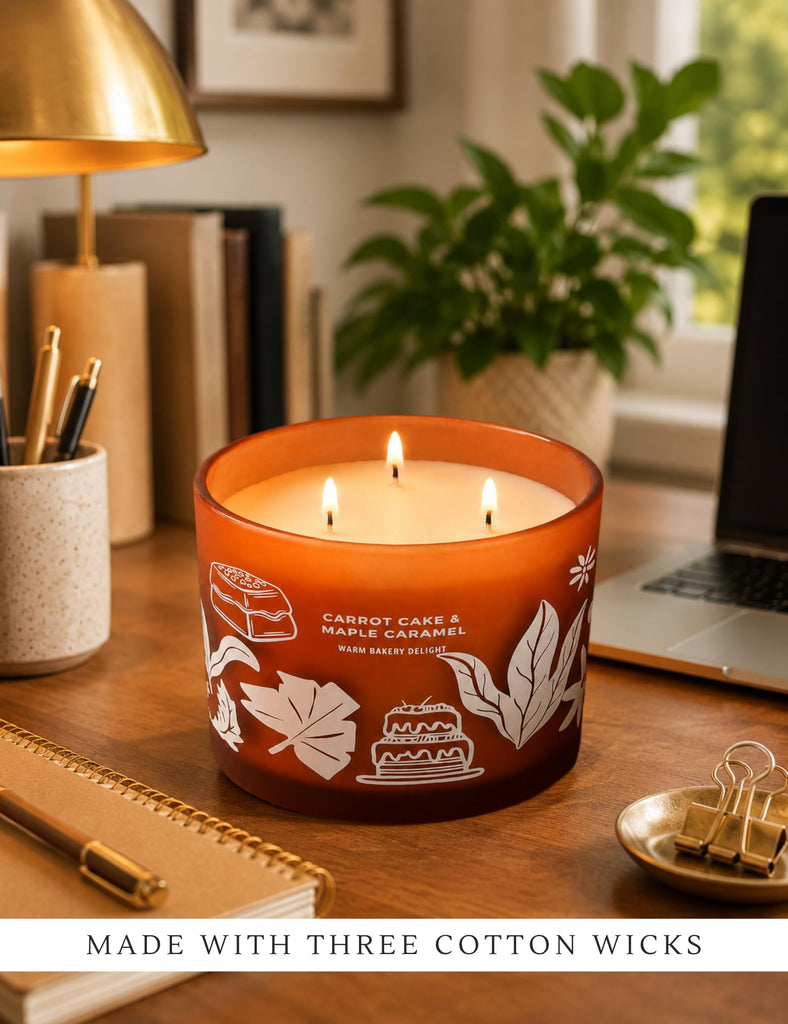 Carrot Cake Maple Caramel Scented Candle, Large 3-Wick Jar Candle