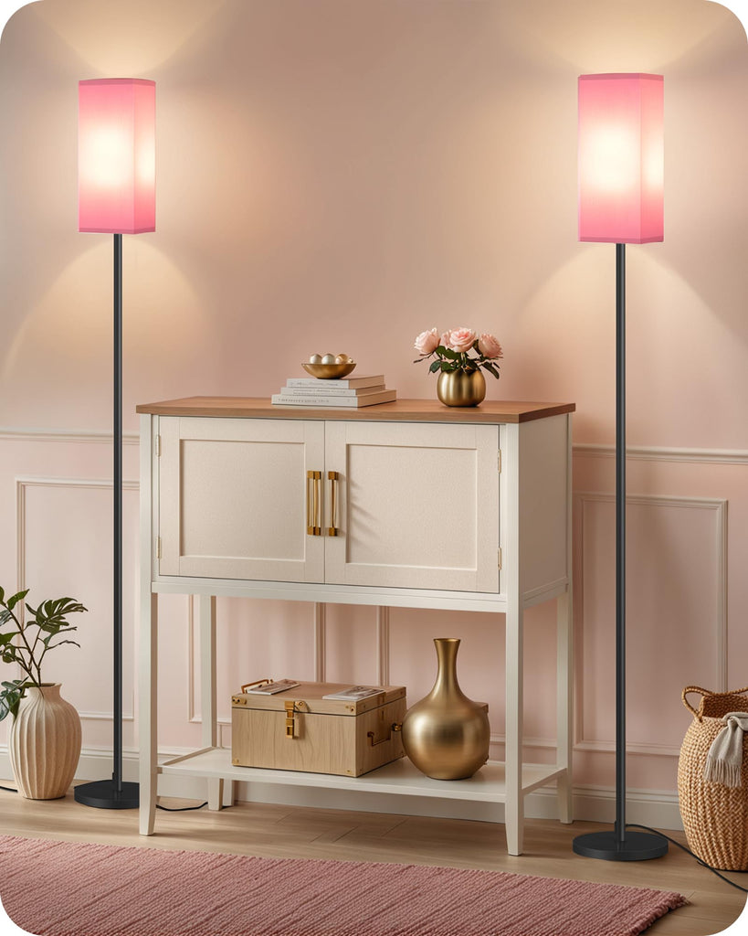 2 Pack Floor Lamp, Pole Lamp with Foot Switch, Modern Standing Lampshade, Minimalist Freestanding Lamp (Bulb Not