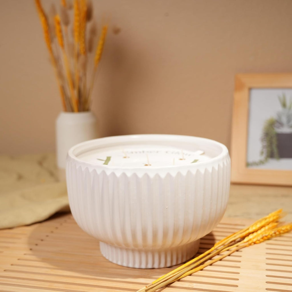 8" Ceramic Bowl Candle Bamboo 50 oz - Set of 48