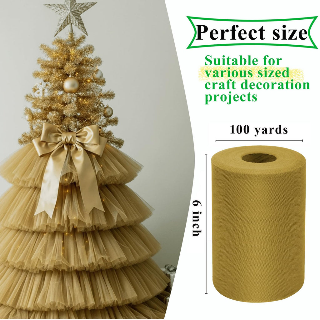 Mustard Gold Tulle Fabric Roll 6 Inch X 100 Yards Tulle Ribbon