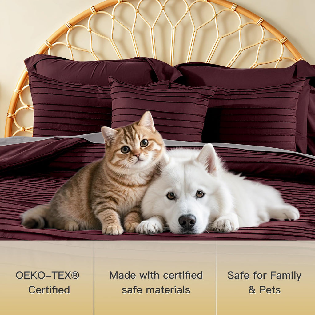 Tufted Boho Comforter Set Full, 8 Pieces Ultra Soft Brushed Microfiber All-in-One Bedding, Lightweight All Season