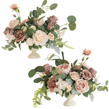 Dusty Rose Artificial Flowers with Vase Wedding Table Decor