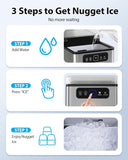 Nugget Ice Maker 40Lbs/24H, Countertop Soft Chewable Ice Pebble Ice Machine, One-Click Operation, Auto Self-Cleaning