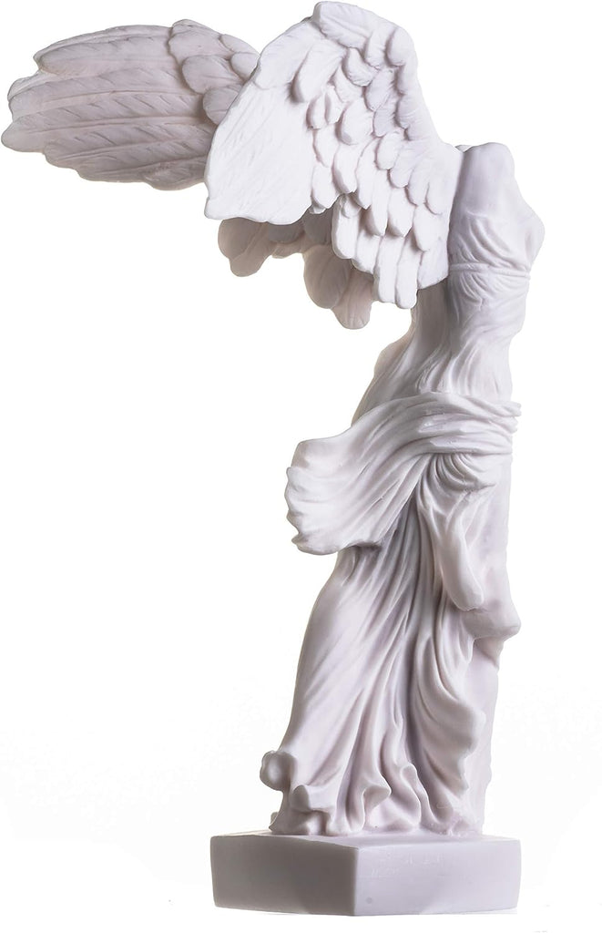 Winged Victory of Samothrace Statue Alabaster Ancient Ruins Louvre Museum Figurine 13.8 Inches