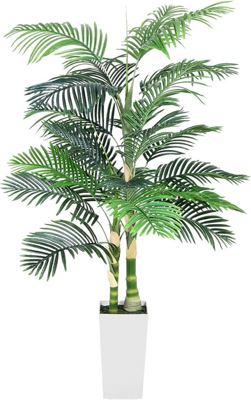 Fake Palm Tree, 7ft Artificial Palm Tree Tall Tropical Tree with Adjustable Leaves & Large Planter, Outdoor Indoor