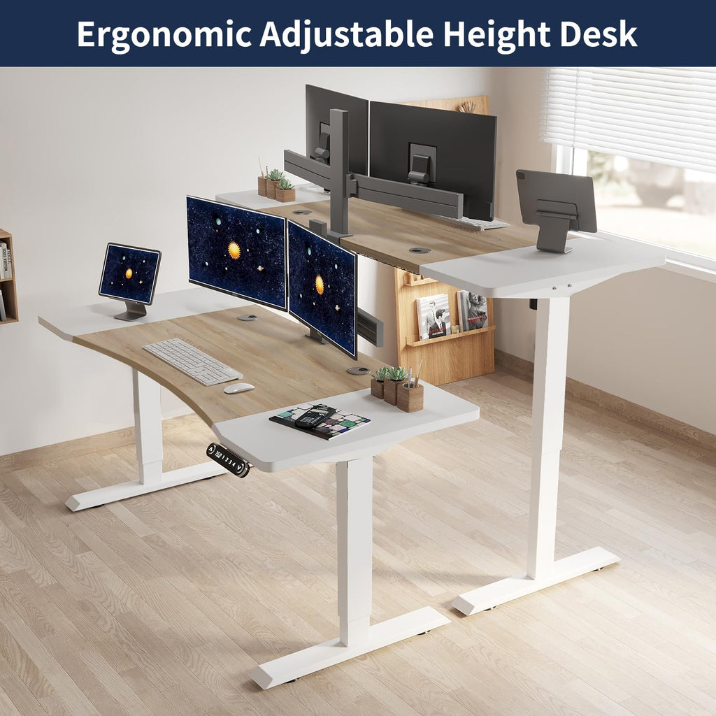 63 Inch Dual Motor Electric Standing Desk, Height Adjustable Sit Stand Desk with Memory Control and Spacious Desktop