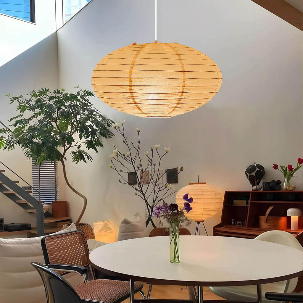16 Inch Oval Plug in Hanging Paper Lantern Lights with Cord