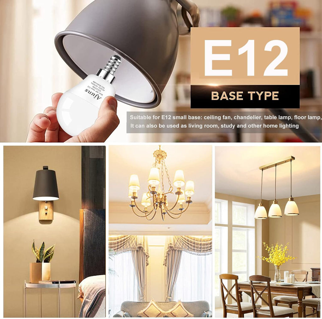 5Watt (40W Equivalent) LED Bulbs, E12 Small Base Ceiling Fan Light Bulbs,450 Lumen,Warm White 2700K, 120V A15 LED