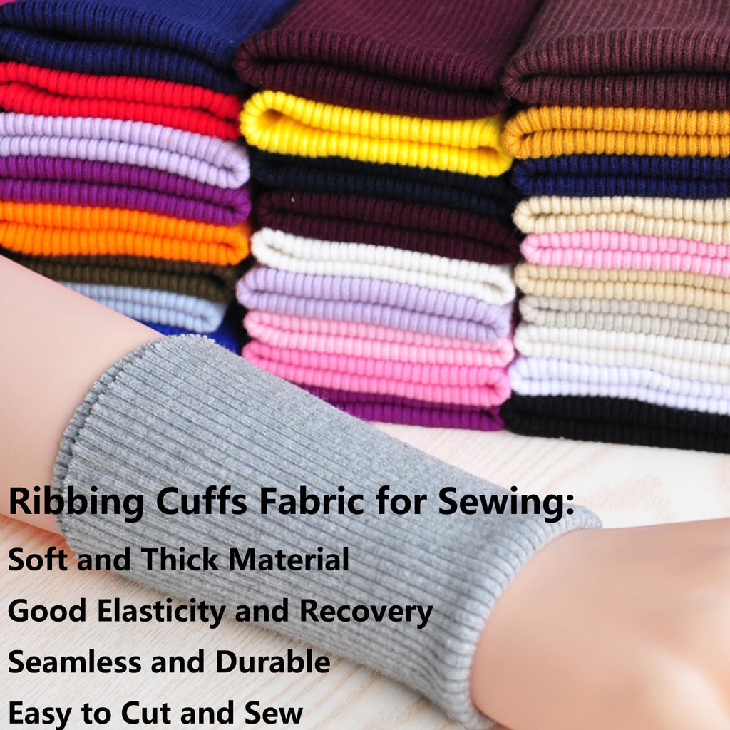 Seamless Tubular Knit Ribbing Fabric for Cuffs Thick Stretch Rib Knitted Material for Jacket Coat Sleeves Pants