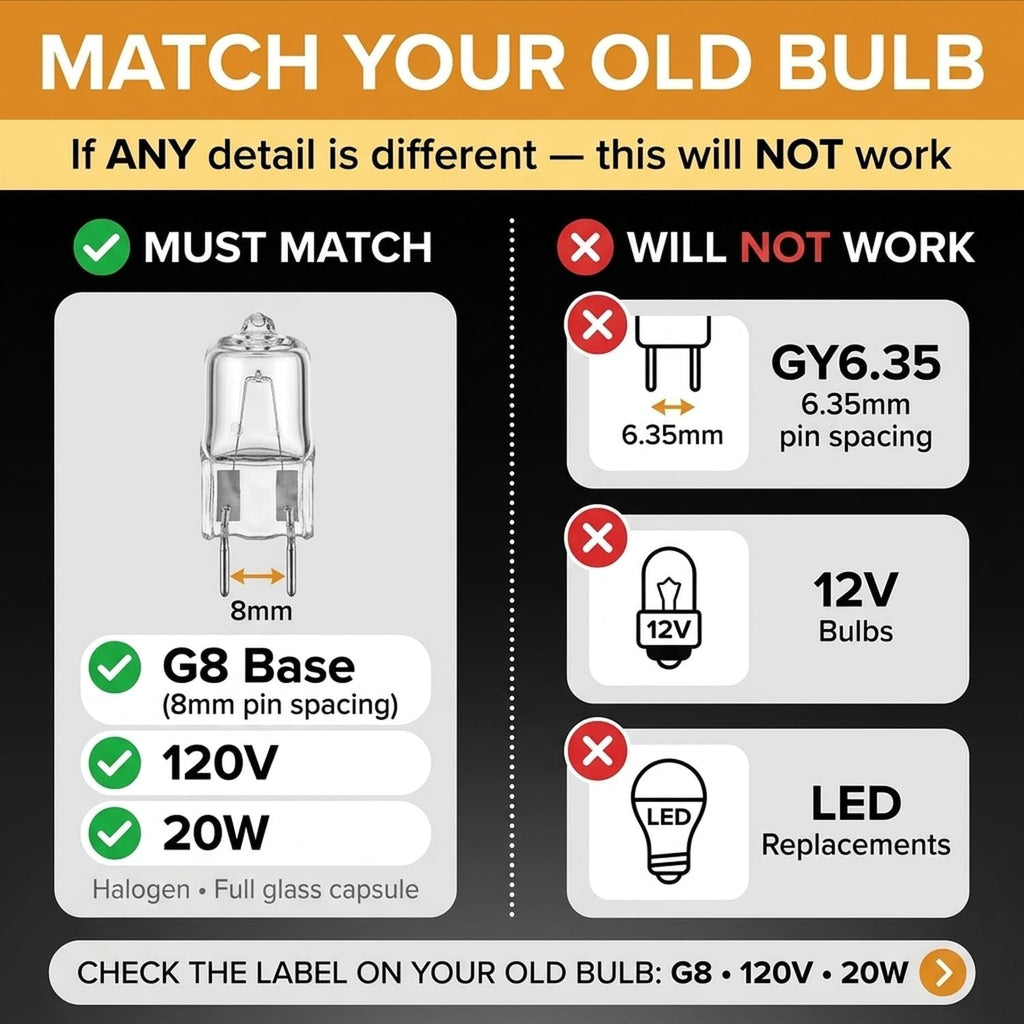 10 Pack-G8 50W 120V Halogen Light Bulbs JCD Type 110v 130v 50 Watt T4 G8 Under Cabinet Puck Lamp 120 Volt
