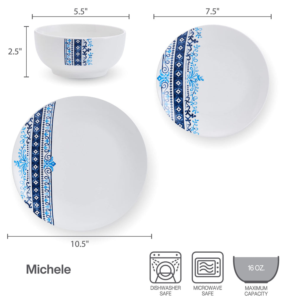 Michele 12 Piece Dinnerware Set, Service for 4, White