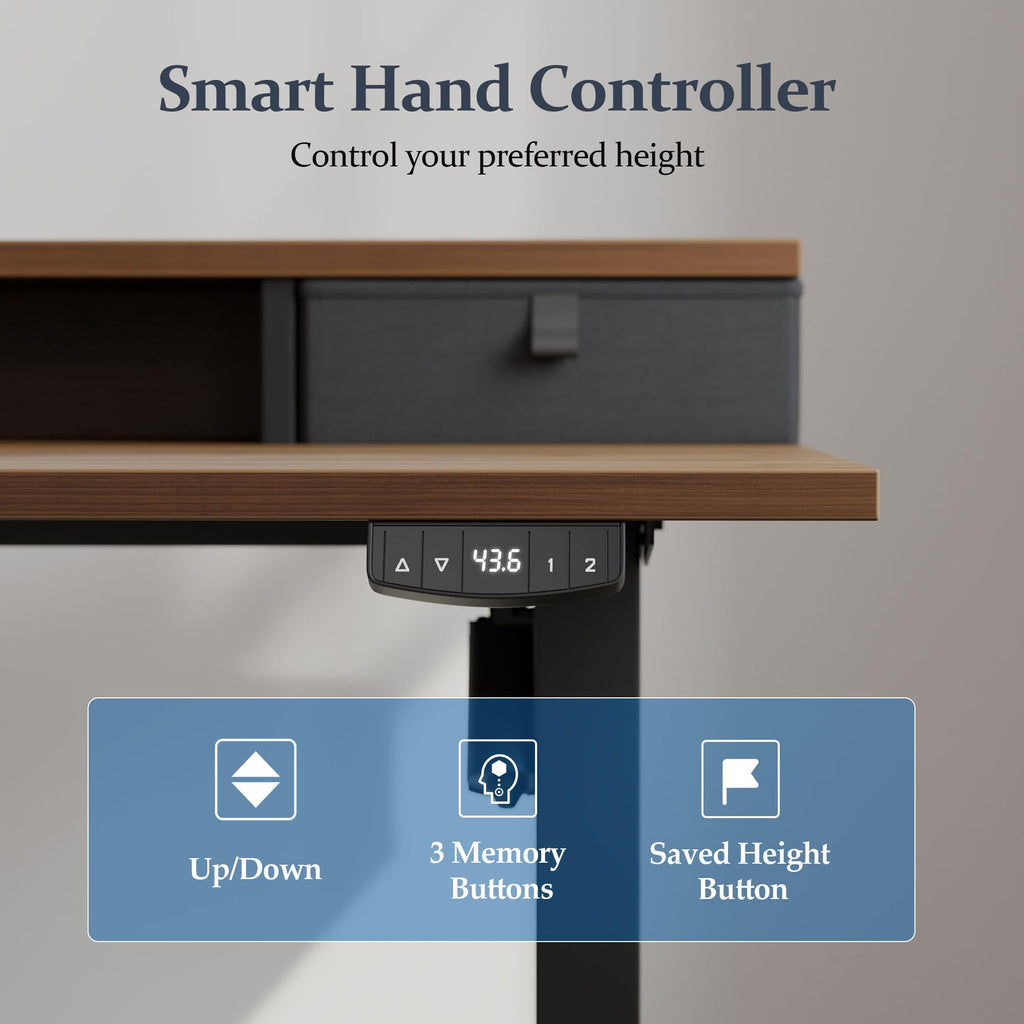 48 x23 Inch Electric Standing Desk with Drawers, Adjustable Height Small Sit Stand Desk, Compact Computer