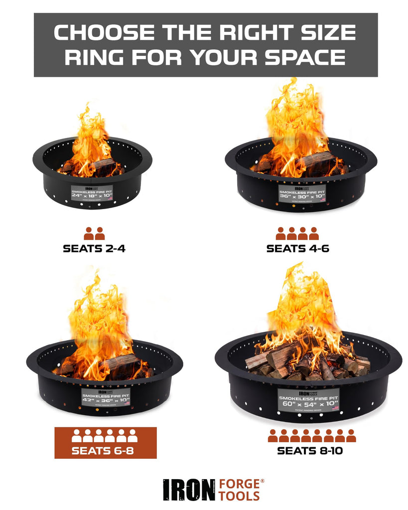 Smokeless Outdoor Fire Pit Ring Insert 42 Inch Round
