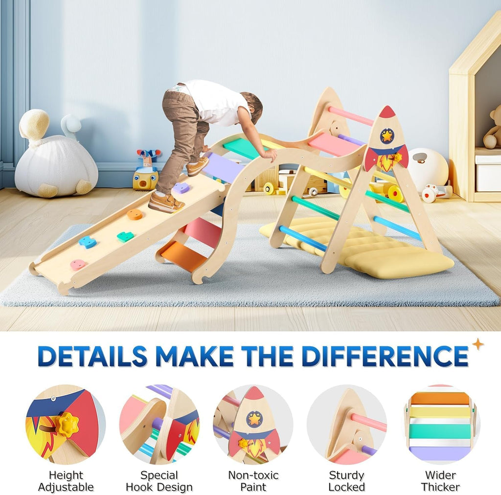Triangle Set with Cushion, in-1 Kids Climbing Toys for Toddlers 1-3 Inside, Montessori Toddler Climbing Toys