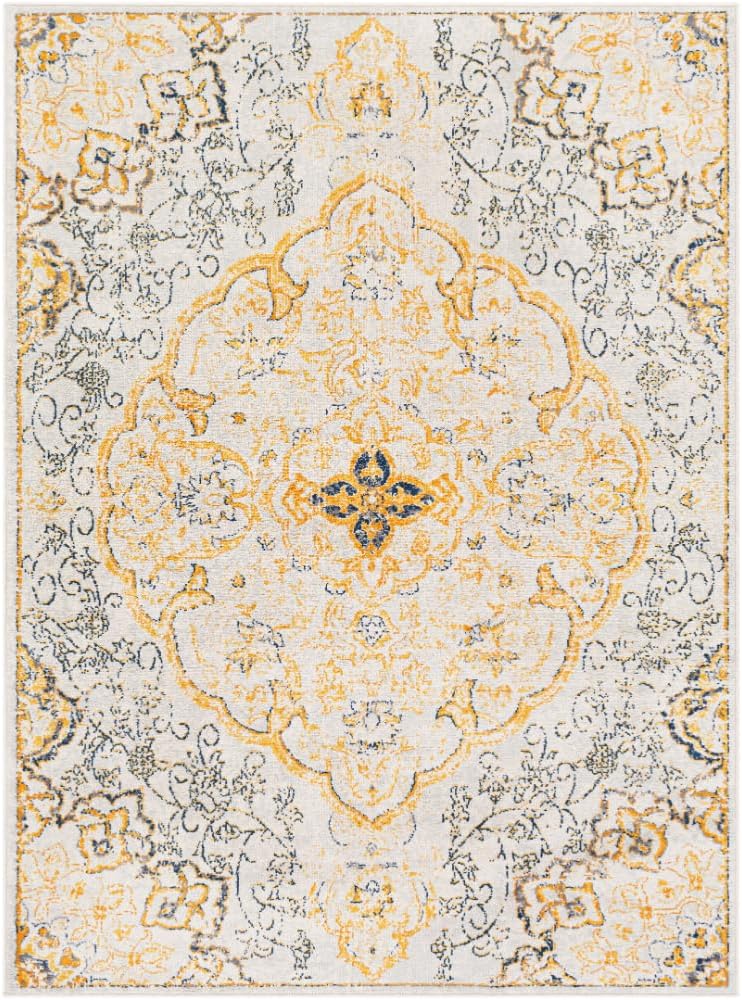 Lohena Vintage Medallion Area Rug,Yellow
