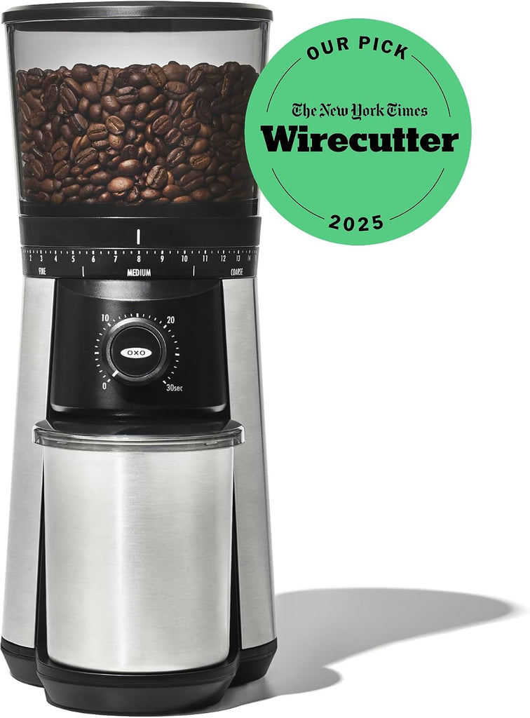 Brew Conical Burr Electric Coffee Bean Grinder - 12 Oz, Silver | Stainless Steel Burrs, One-Touch Automatic, 43 Grind