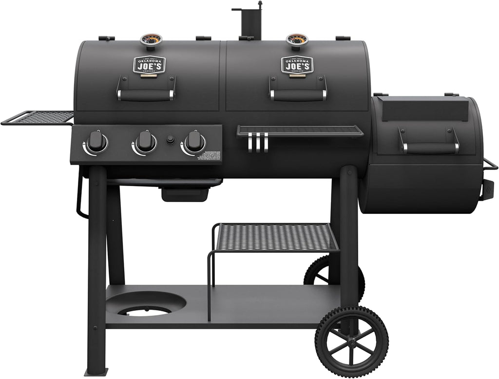 Charcoal and Gas Smoker & Grill Combo, Oklahoma Joe’s Canyon Style Outdoor BBQ Smoker and Grill for Backyard Cooking