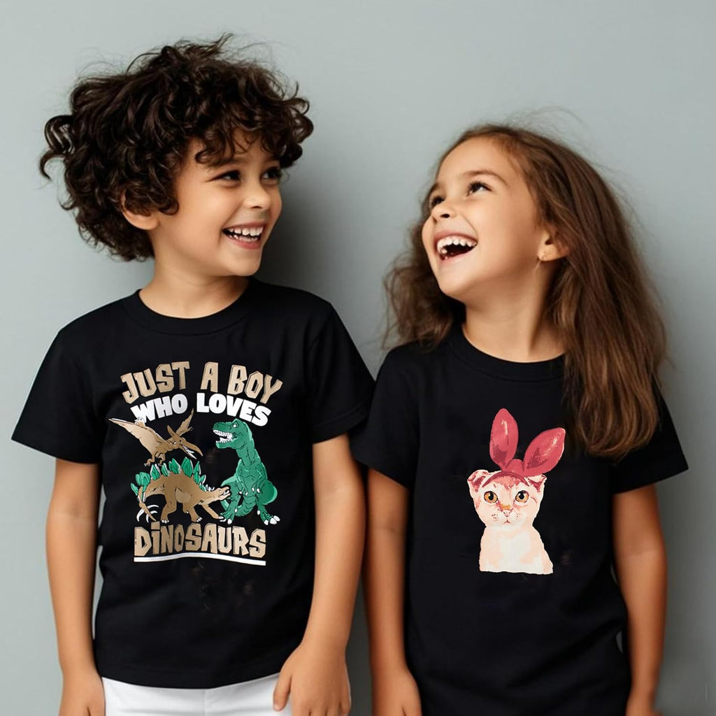 Boys Cotton Graphic T-Shirts Short & Long Sleeve Crewneck Kids Tee