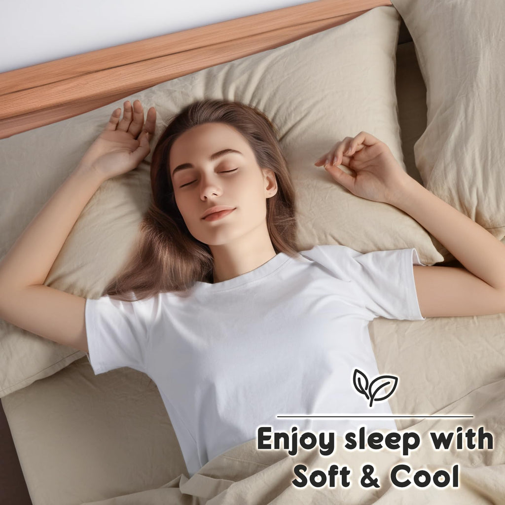 100% French Linen King Size Sheets Set, Extra Deep Pocket, 4PC