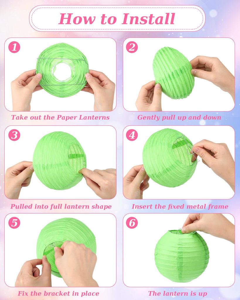 Inspired Noguchi Style Paper Lanterns Bulk, 5 Sizes, Round Chinese Lamp, Colorful, 80 Pcs