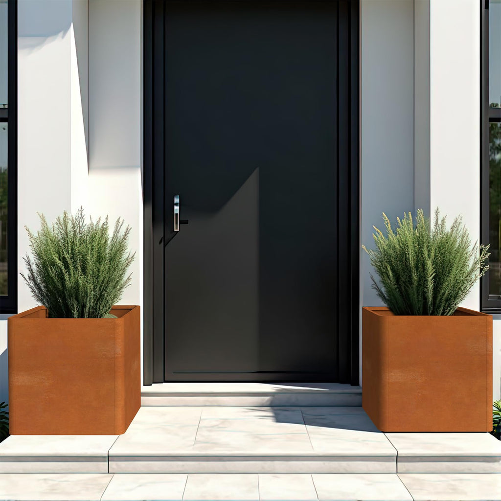 Corten Steel Planters 20 Inch, Pre-Rusted