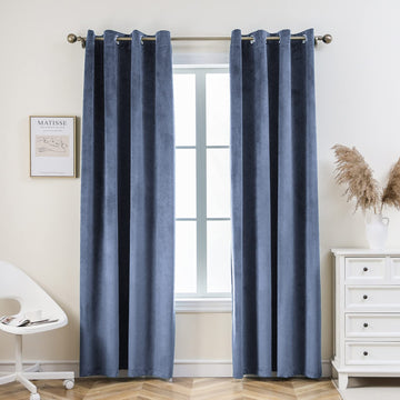 Velvet Curtains [2 Panels] Elegant Living Room Bedroom Window Drape Curtain, Grommet Eyelet Style (52" W x 63" L