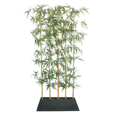 Artificial 96" Tall Silk Bamboo Tree Screen with Wood Planter