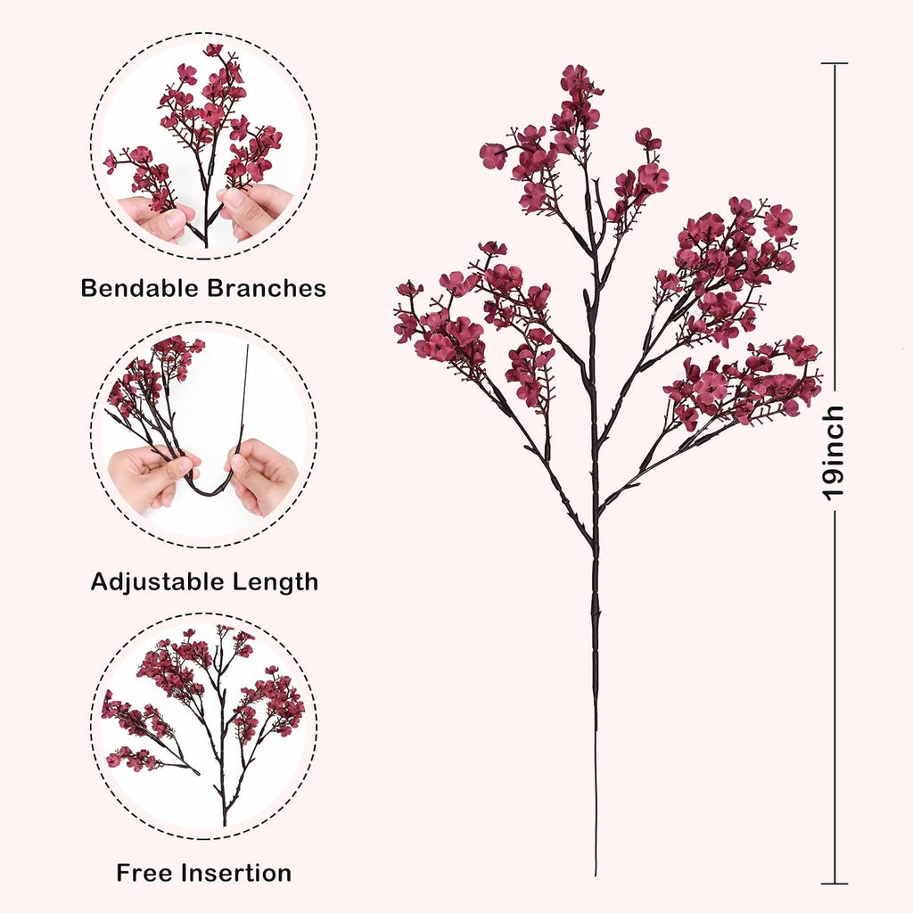 Fake Flowers Babys Breath Silk Artificial Flowers Gypsophila Bouquets Bulk Real Touch Fall Stems for Fall - Set of 6