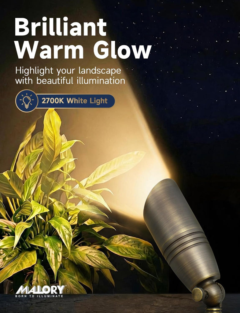 Brass Landscape Spotlights 4-Pack with Bulb Kit(S02), Low Voltage 12V AC/DC LED Outdoor Spot Uplights and Tree,PVC
