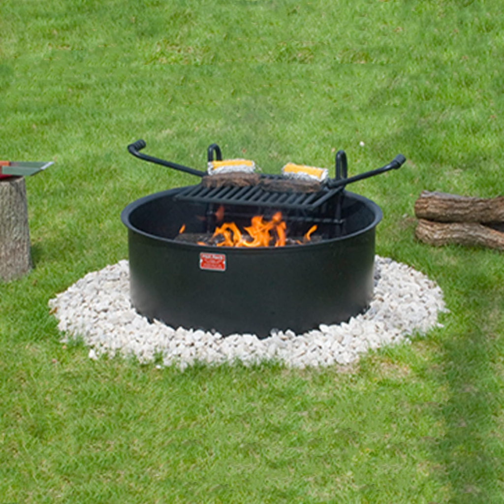 Fire Pit Rings - with Cooking Grates - 24 in, 3 Pack - Steel