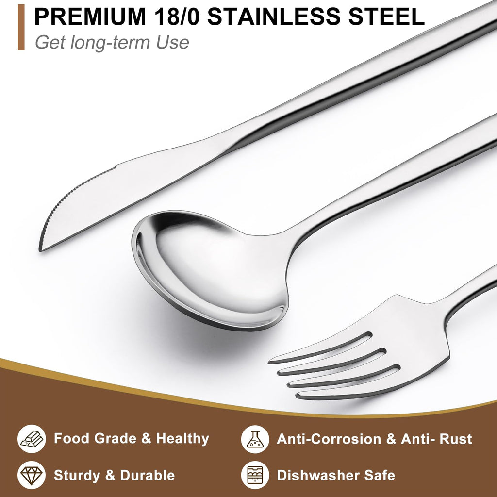 Silverware Set 20 Piece, Stainless Steel Flatware Set Service for 4, Cutlery Utensil Sets Restaurant, Include Knife