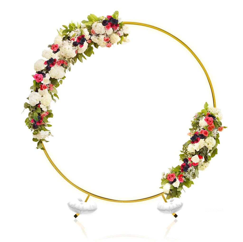 7.2 ft Round Backdrop Stand - Gold Circle Arch Stand for Parties & Balloons