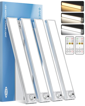 12inch Under Cabinet Lighting with Remote, 2400mAh Rechargeable Motion Sensor Light Indoor, Wireless Closet Lights