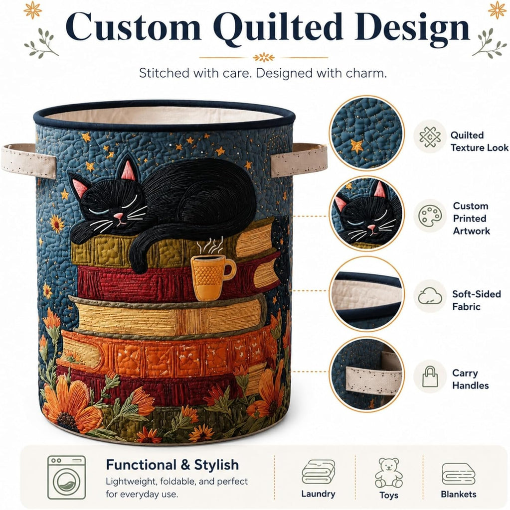 Custom Quilted Laundry Basket with Handles, Foldable Fabric Hamper for Clothes, Towels, Decorative Storage Basket