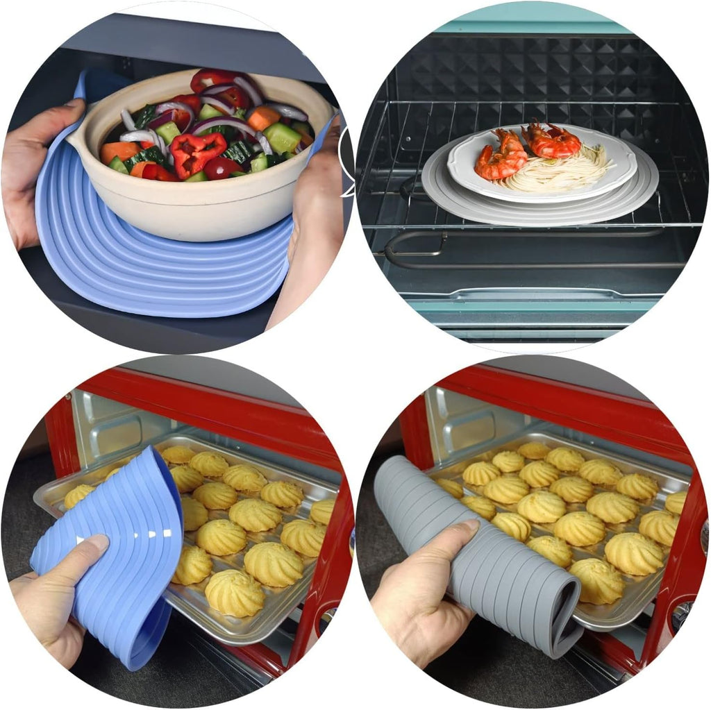Silicone Trivets Mats for Hot Pots and Pans, Large Size Hot Pads Trivets 11.81" and 9.45" Diameter Round for Hot - Set of 2
