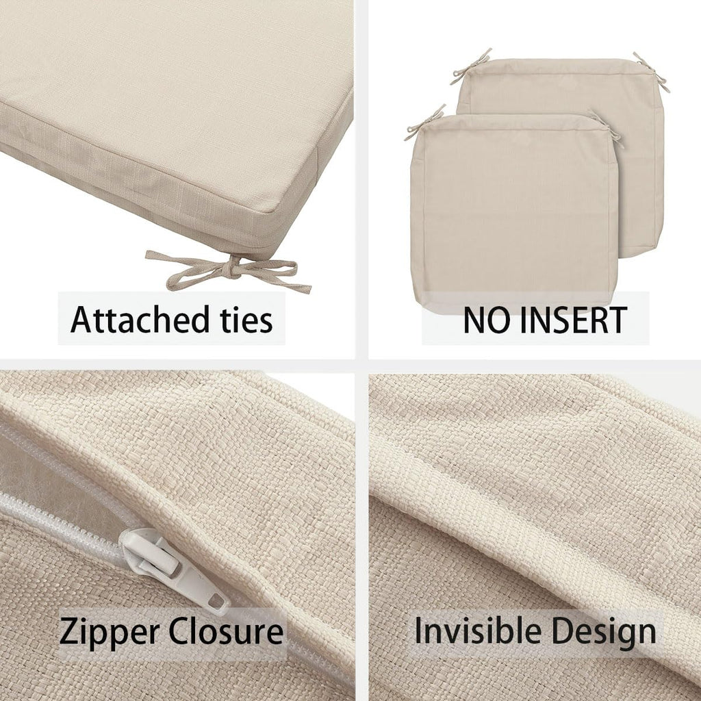 Outdoor Cushion Covers 20 x 18 x 4 inch, Set of 2, Replacement Seat Cushion Cover Furniture Chair, Water