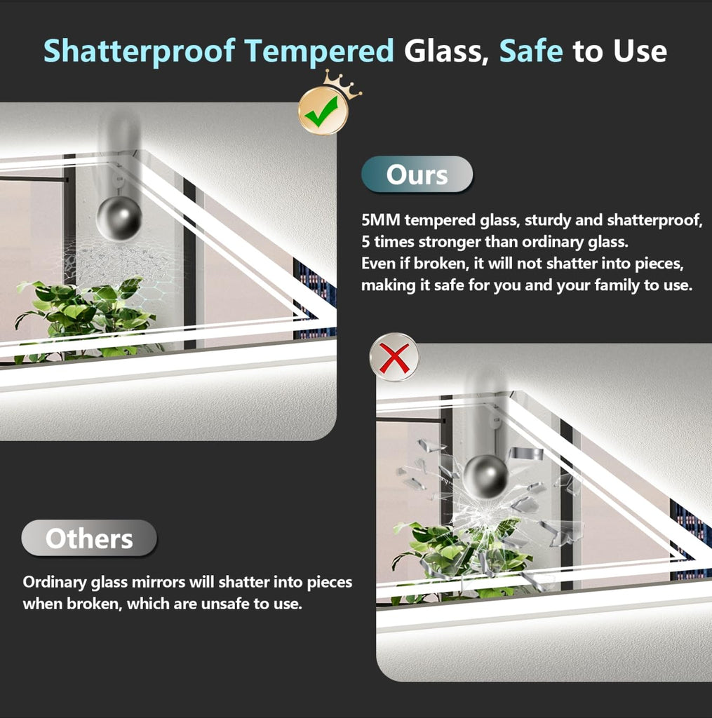 88x38 LED Bathroom Mirror, Backlit & Front Lit Lighted Mirror