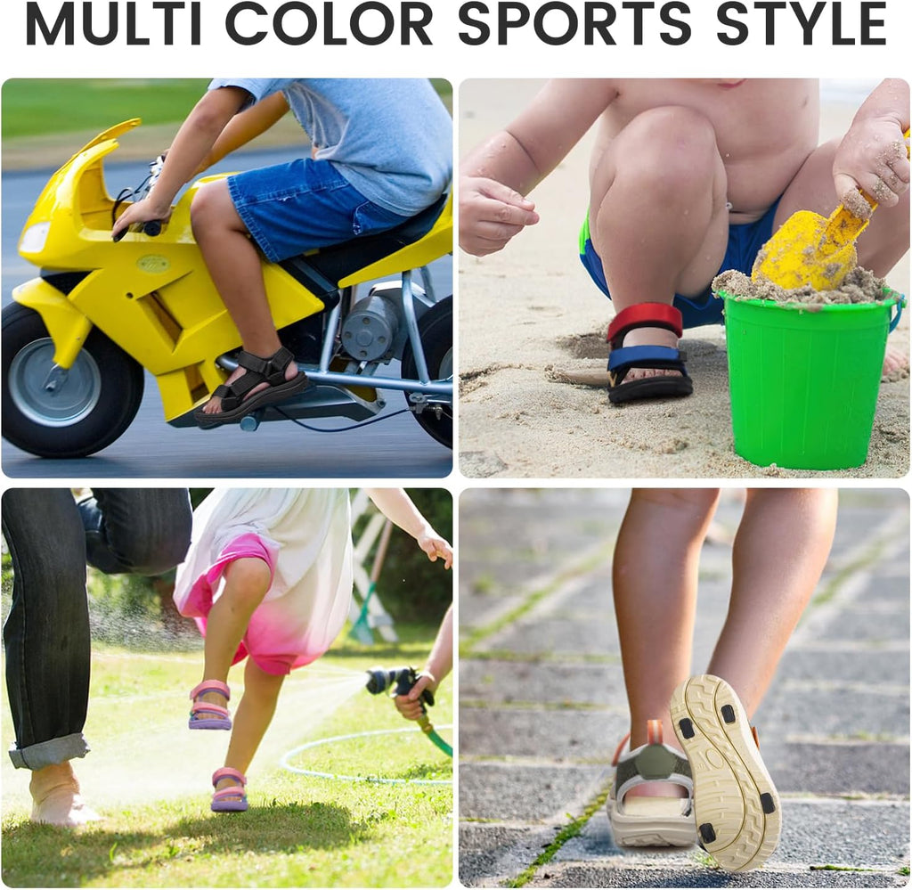 Boys Girls Sandals Adjustable Double Strap Open-Toe Athletic Lightweight Unisex Child Sport Sandals Summer
