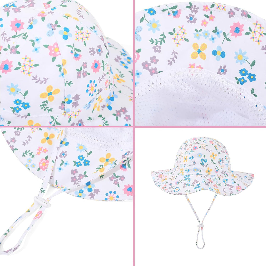 Baby Girl Sun Hat Toddler Beach Hats with UPF 50+ Protective Infant Summer Hat with Wide Brim Baby Girls Bucket Hat