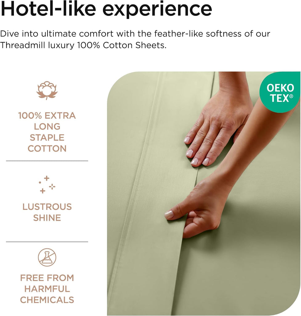100% Cotton Sheets for Queen Bed - 600 Thread Count Queen Bed Sheets Set with 16" Deep Pocket - Sateen Weave 4-Piece