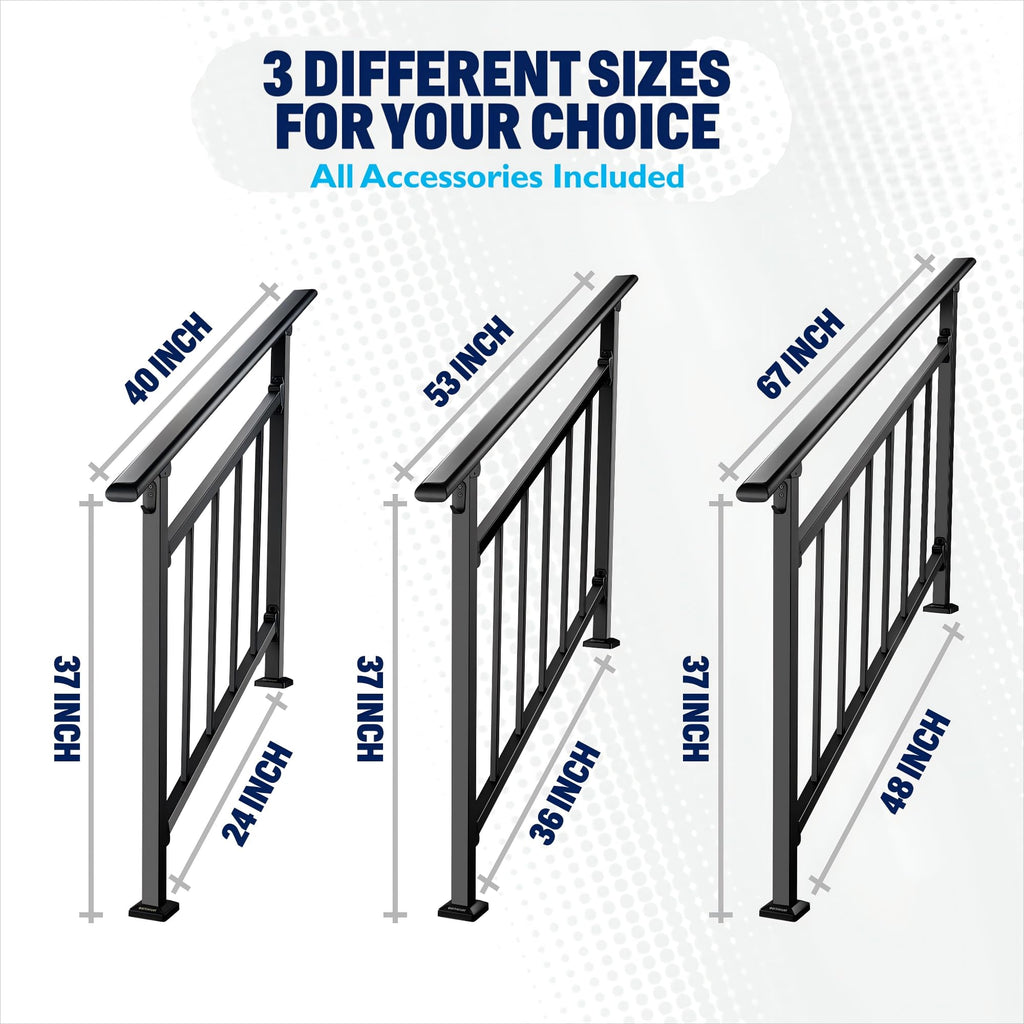 Version Handrails for Outdoor Step, 2-3 Steps Wrought Iron Stair Railing