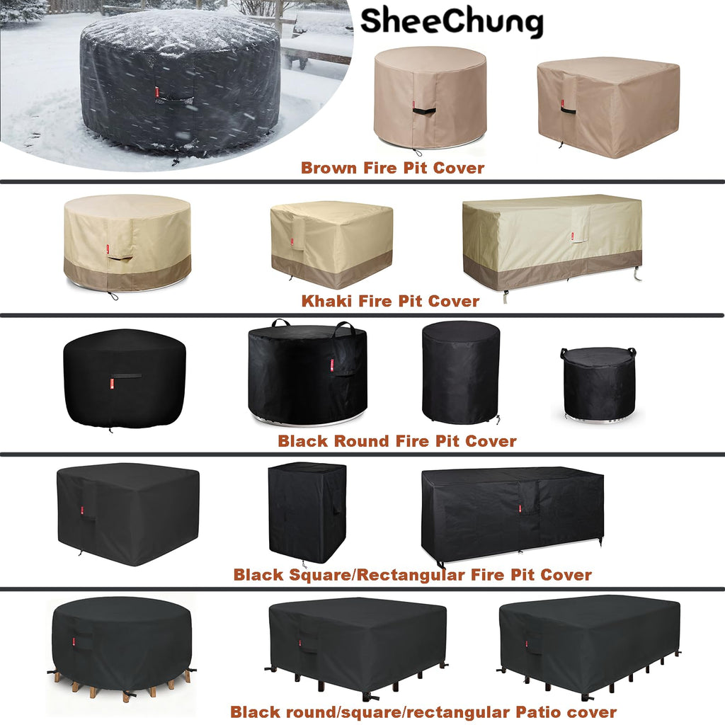 Fire Pit Cover Square 44"Lx44"Wx24"H, Waterproof 600D Polyester