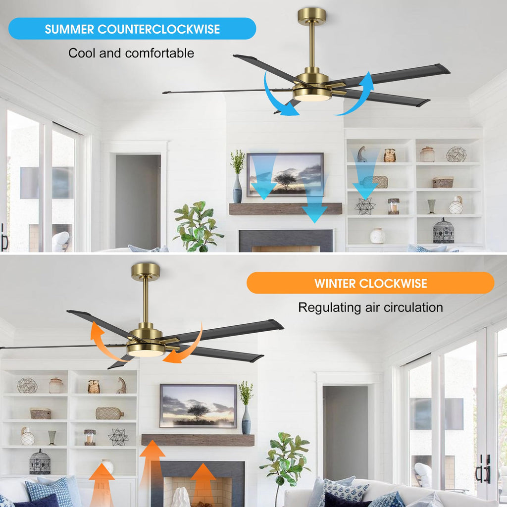 60" Smart Ceiling Fan with Light, Remote/APP Control, Dimmable LED Lights, 6-Speed DC Motor, 5 Aluminum Blades