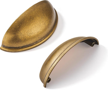 10 Pack 3" Antique Brass Drawer Pulls Cabinet Cup Pulls Vintage Kitchen Hardware Cabinet Handles Drawer Handles Knobs 3