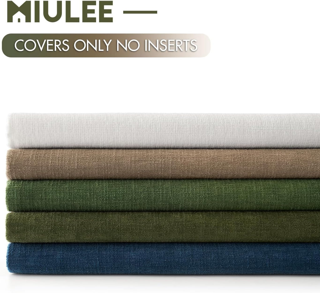 Olive Green Couch Pillow Covers 18x18 Inch, Set of 2 Soft Chenille Decorative Square Throw Pillow Covers Farmhouse